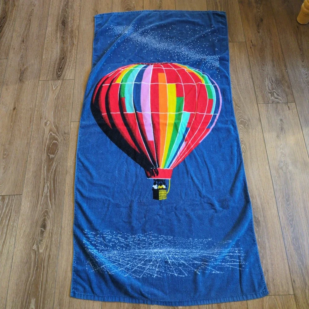 Vintage Seven‎ Seas Hot Air Ballon Beach Towel - Retro Colorful Bright EUC